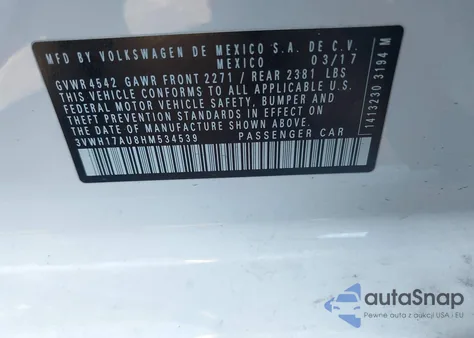 2017 Volkswagen Golf Alltrack Tsi S/Tsi Se/Tsi Sel из США, поврежденный, VIN 3VWH17AU8HM534539